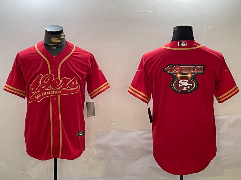 Men San Francisco 49ers Blank Red Gold Joint Name 2024 Nike Limited NFL Jersey style 1